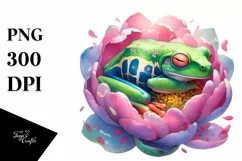 Colorful Frog in Flower | Sublimation | Clipart Product Image 1