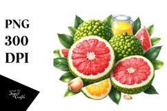 Watercolor Ugli Fruit, Juice | Sublimation | Clipart Product Image 1