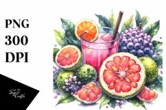 Watercolor Ugli Fruit, Juice | Sublimation | Clipart Product Image 1