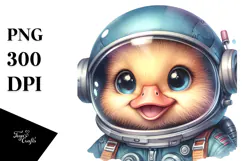 Cute Baby Duck Astronaut PNG Product Image 1