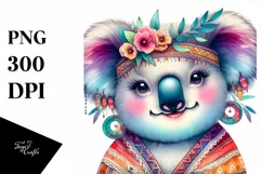 Funny Vintage Koala | Watercolor Clipart Product Image 3