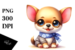 Cute Baby Chihuahua Cartoon, Vibrant PNG Product Image 1