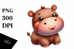 Smiling Cute Baby Hippo Plush | Clipart Product Image 1
