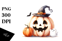 Watercolor Pumpkin Halloween Clipart PNG Product Image 1