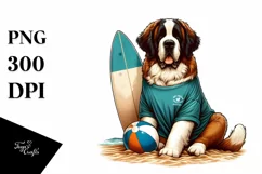 Watercolor Saint Bernard in Sand | Clipart Product Image 1