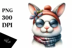 Whimsical Funny Cute Bunny Smiling | Scarf Sunglasses | Product Image 1