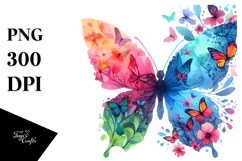 Colorful Butterfly with Silhouettes,Transparent PNG Product Image 1