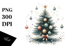 Christmas Tree with Ornaments and Bow PNG Product Image 1