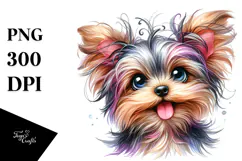 Cute Yorkshire Terrier with Big Eyes PNG Product Image 1