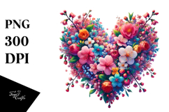 Spring Flower Heart Digital Painting PNG Product Image 1
