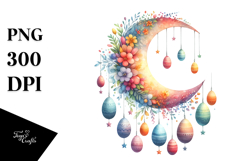 Colorful Half Moon with Eggs Hanging, PNG Product Image 1