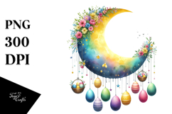 Colorful Half Moon with Eggs Hanging, PNG Product Image 1