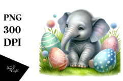 Digital Baby Elephant, Easter Eggs PNG Product Image 1