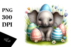 Digital Baby Elephant, Easter Eggs PNG Product Image 1