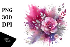 Colorful Magenta Watercolor Splash Silver Foil Product Image 1