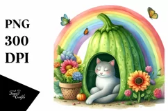 Colorful Hummingbird with Cat House Clipart Product Image 1