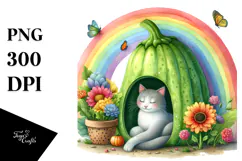 Colorful Hummingbird with Cat House Clipart Product Image 1