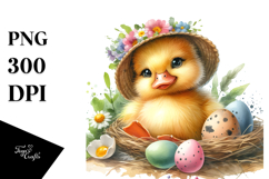 Baby Duck in Watercolor, Transparent PNG Product Image 1