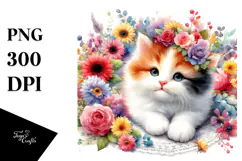 Colorful Watercolor Cat, Transparent PNG Product Image 1