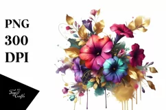 Vibrant Abstract Bouquet | Golden Foil | Clipart Product Image 1