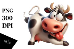 Cartoon Cow with Silly Smirk, Expressive Pose PNG Product Image 1