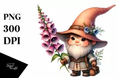 Baby GNOME with Big Hat, Foxglove PNG Product Image 1
