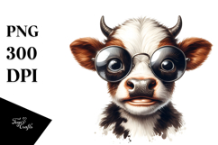 Funny Baby Cow with Sunglasses, PNG Product Image 1