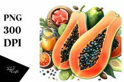 Vibrant Watercolor Papaya | Clipart Product Image 3