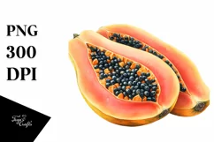 Vibrant Watercolor Papaya | Clipart Product Image 1