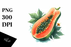 Vibrant Watercolor Papaya | Clipart Product Image 1