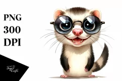 Funny Ferret Standing with Sunglasses | Clipart Product Image 3