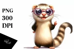 Funny Ferret Standing with Sunglasses and Goofy Smile Product Image 1