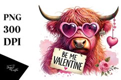 Pink Highland Cow with Sunglasses PNG Product Image 1