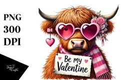 Pink Highland Cow with Sunglasses PNG Product Image 1