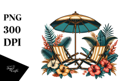 Retro Tropical Flower Beach Chairs PNG Product Image 1