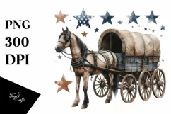 Vintage Horse Wagon Stars Clipart Product Image 1