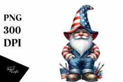 Patriotic Farmer Gnome | Watercolor Clipart Product Image 3