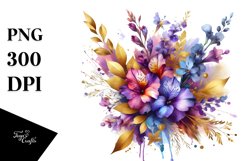 Vibrant Abstract Bouquet | Golden Foil | Clipart Product Image 1