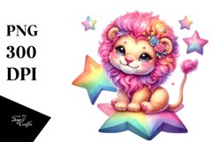 Colorful Baby Lion on Star, PNG Product Image 1