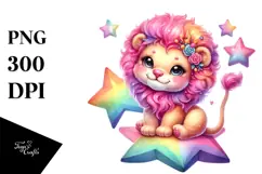 Colorful Baby Lion on Star, PNG Product Image 1