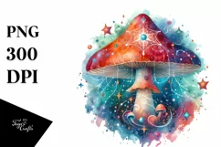 Colorful Watercolor Magical Celestial Astral Mushroom Product Image 3