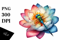Colorful Dragonfly in Flower | Sublimation | Clipart Product Image 1