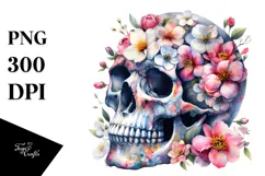 Skull Made of Spring Flowers PNG Product Image 1