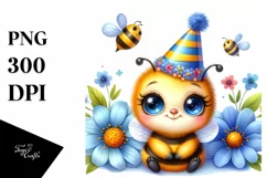 Colorful Baby Bee with Party Hat | Clipart Product Image 3