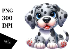Watercolor Cute Cartoon Great Dane PNG Product Image 1