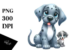Watercolor Cute Cartoon Great Dane PNG Product Image 1