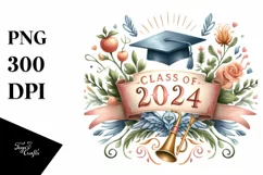 Watercolor Class of 2024 Clipart Product Image 1