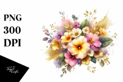 Colorful Abstract Bouquet | Golden Foil | Clipart Product Image 3