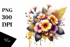 Colorful Abstract Bouquet | Golden Foil | Clipart Product Image 3