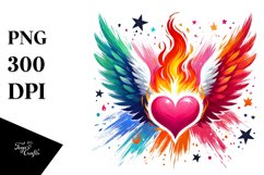 Heart with Wings and Fire PNG Product Image 1